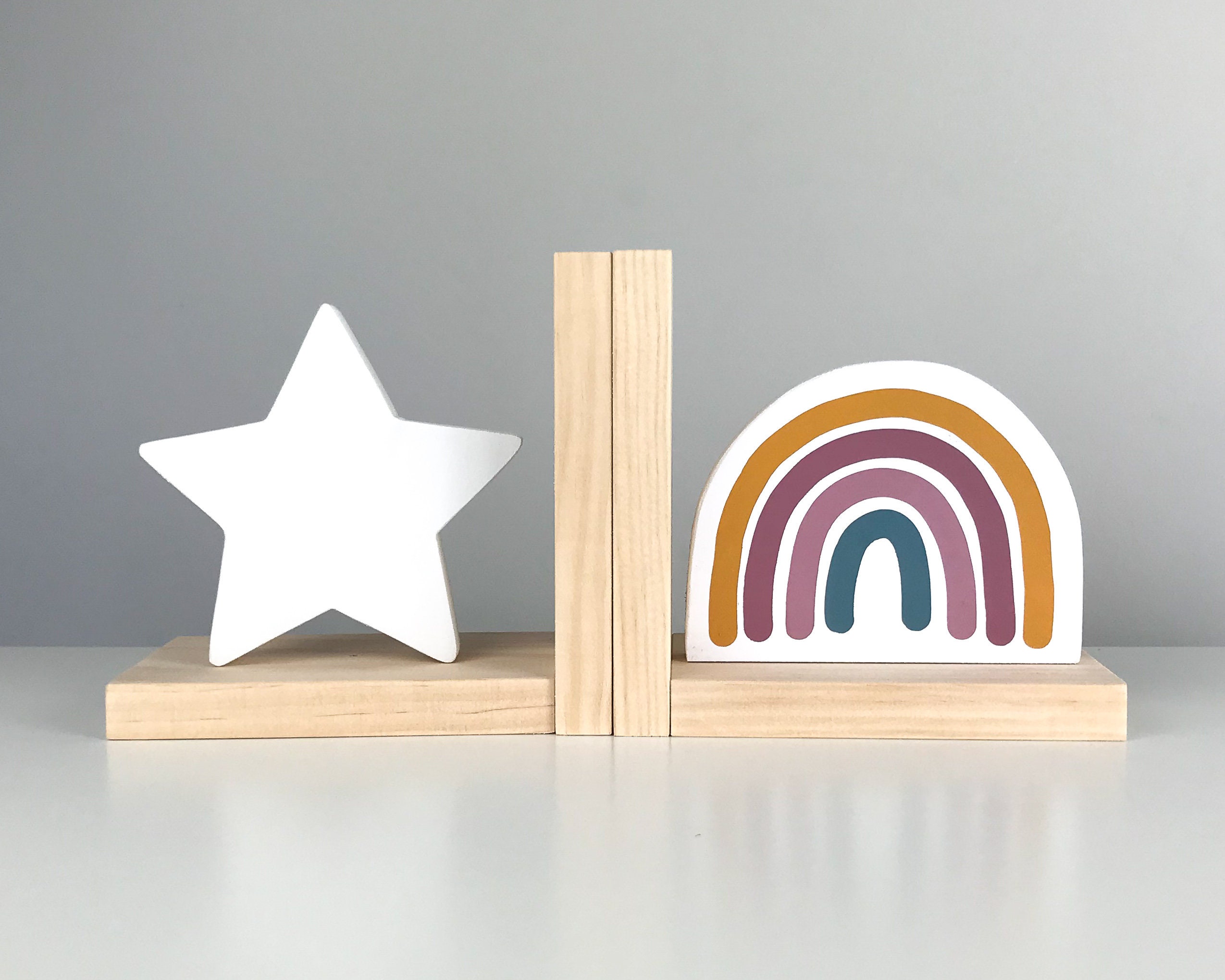 Rainbow Bookends Boho Nursery Decor Wooden Book Ends for Etsy Australia