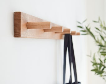 Hallway Hooks, Entrance Hooks, Oak hat and coat hooks, Wooden oak wall hooks, Wall-mounted entry hooks, coat hangers