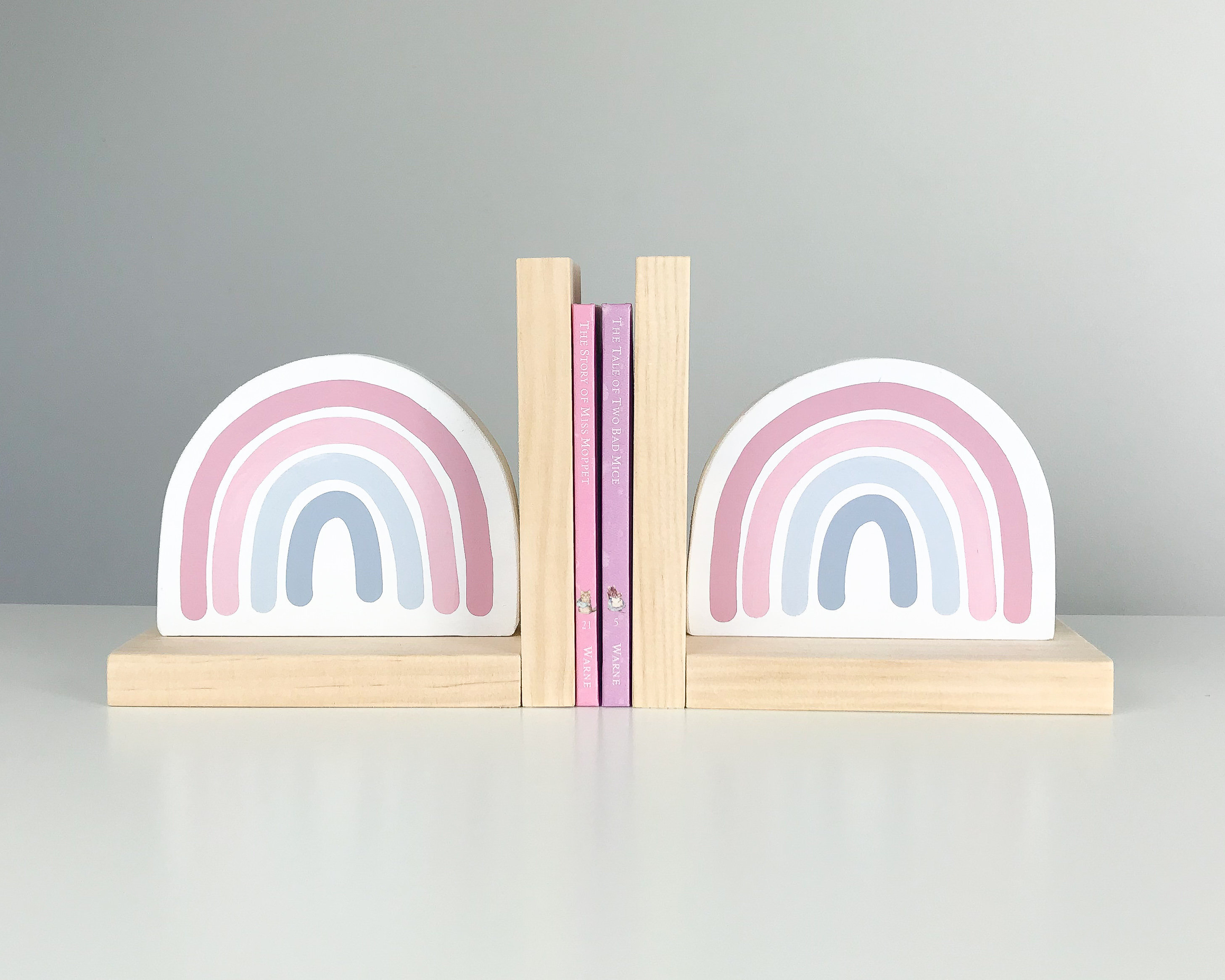 Rainbow Bookends Pastel Nursery Decor Wooden Book Ends for Etsy UK