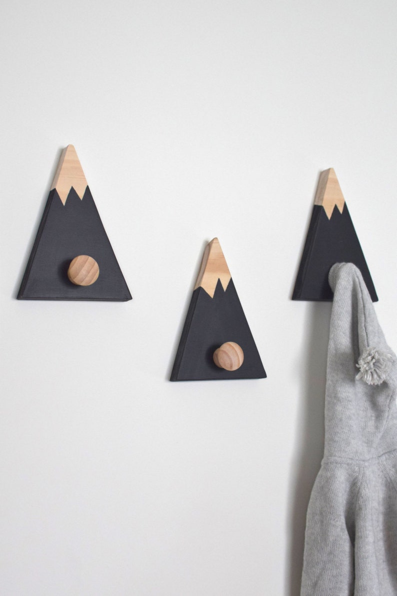 Wall Hooks for Kids, Mountain Wall Hook, Mountain Peak Coat Hook, Adventure Nursery Decor, Woodland Nursery Decor, Mountain Nursery Decor image 1