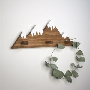 Mountain Peak Wallhooks, Woodland Nursery Decor, Rustic Wood Decor, Mountain Wall Hook, Wooden Wall Hook for Kids, Baby Shower Gift image 1