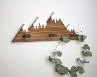 Mountain Peak Wallhooks, Woodland Nursery Decor, Rustic Wood Decor, Mountain Wall Hook, Wooden Wall Hook for Kids, Baby Shower Gift