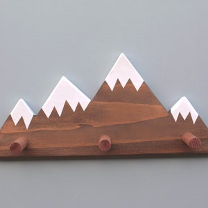 Mountain Peak Wallhooks, Woodland Nursery Decor, Rustic Wood Decor, Mountain Wall Hook, Wooden Wall Hook for Kids, Baby Shower Gift image 4