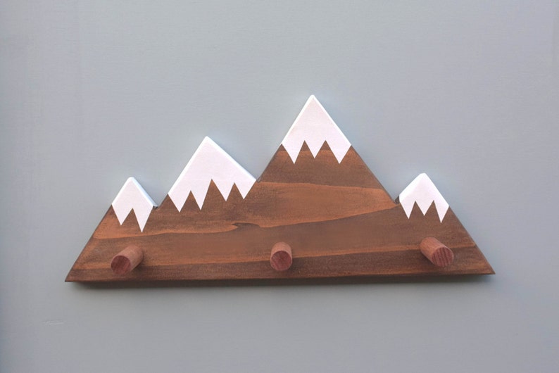 Mountain Peak Wallhooks, Woodland Nursery Decor, Rustic Wood Decor, Mountain Wall Hook, Wooden Wall Hook for Kids, Baby Shower Gift image 4