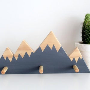 Mountain Peak Wall Hooks, Woodland Nursery, Woodland Nursery Decor, Wall Hooks For Kids image 3