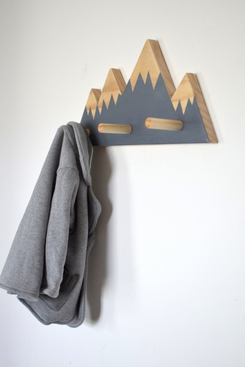 Mountain Peak Wall Hooks, Woodland Nursery, Woodland Nursery Decor, Wall Hooks For Kids image 2