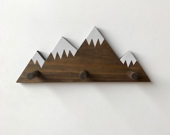 Mountain Peak Wallhooks, Woodland Nursery Decor, Rustic Wood Decor, Mountain Wall Hook, Wooden Wall Hook for Kids, Baby Shower Gift