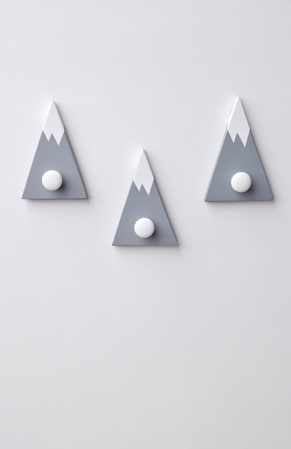 Mountain Peak Wall Hook, Mountain Nursery Wallhook, Woodland Nursery Decor, Wall hooks for kids, Mountain Wall Art, Adventure Theme Decor