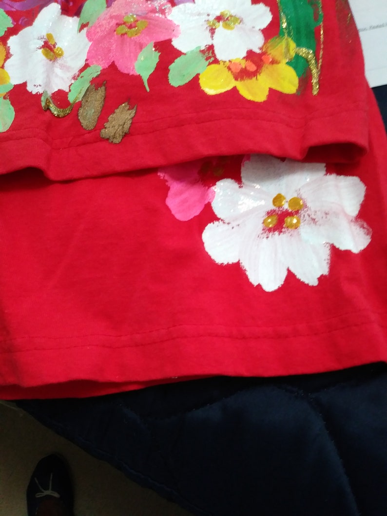 One Size Embellished Red Shorts Set Short Sleeves Elastic Waist