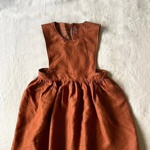 Girls Linen Pinafore Apron Dress
