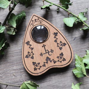 Sigil of Lilith wooden ouija planchette for spiritualism or occult home decor, can be used with a talking board