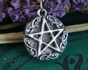 Pentagram necklace with amethyst, labradorite, rainbow moonstone or other natural gemstone, handmade pagan jewelry
