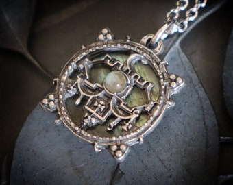 Colgante con el sello de Belial en labradorita, collar con el sello de Belial, sigilos de Goetia, joyería oculta