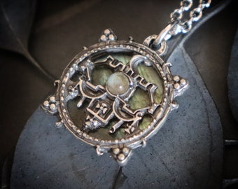 Seal of Belial necklace, Belial's sigil pendant with labradorite, Goetia sigil, occult jewelry