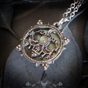Seal of Belial necklace, Belial&#39;s sigil pendant with labradorite, Goetia sigil, occult jewelry