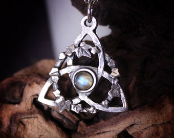 Keltische Triquetra-hanger met labradoriet, Keltische knoopketting, Keltische sieraden, heidense hanger