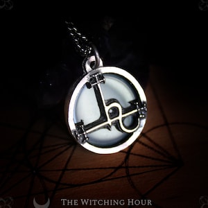 Sigil of Lilith necklace, Lilith sigil pendant with rainbow obsidian, Luciferian jewelry, pagan necklace, Lilith jewelry