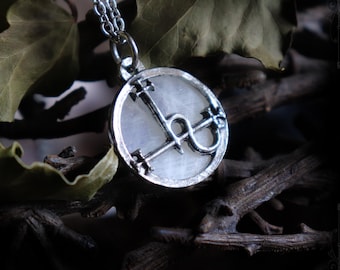 Pingente Sigilo de Lilith com ametista, labradorita ou ônix, selo da deusa Lilith, joia esotérica em estanho fino