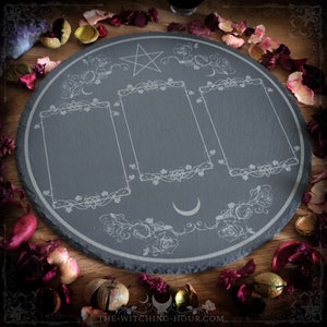 Tarot and oracle spread board, engraved slate for divination, altar ornament, perfect gift for a witch