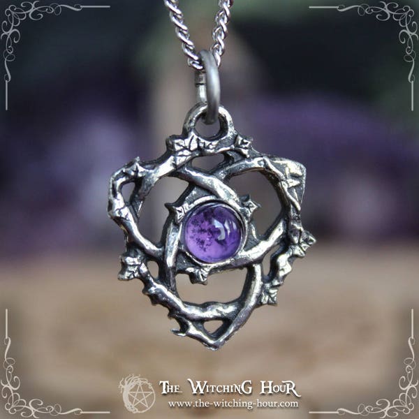 Pendentif triquetra celtique  avec améthyste, labradorite ou préhnite, collier noeud celtique, pendentif païen, bijou ésotérique