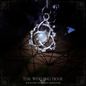 Pendentif triquetra celtique avec améthyste, labradorite ou pierre de lune arc-en-ciel, collier noeud celtique, bijou ésotérique Rainbow moonstone