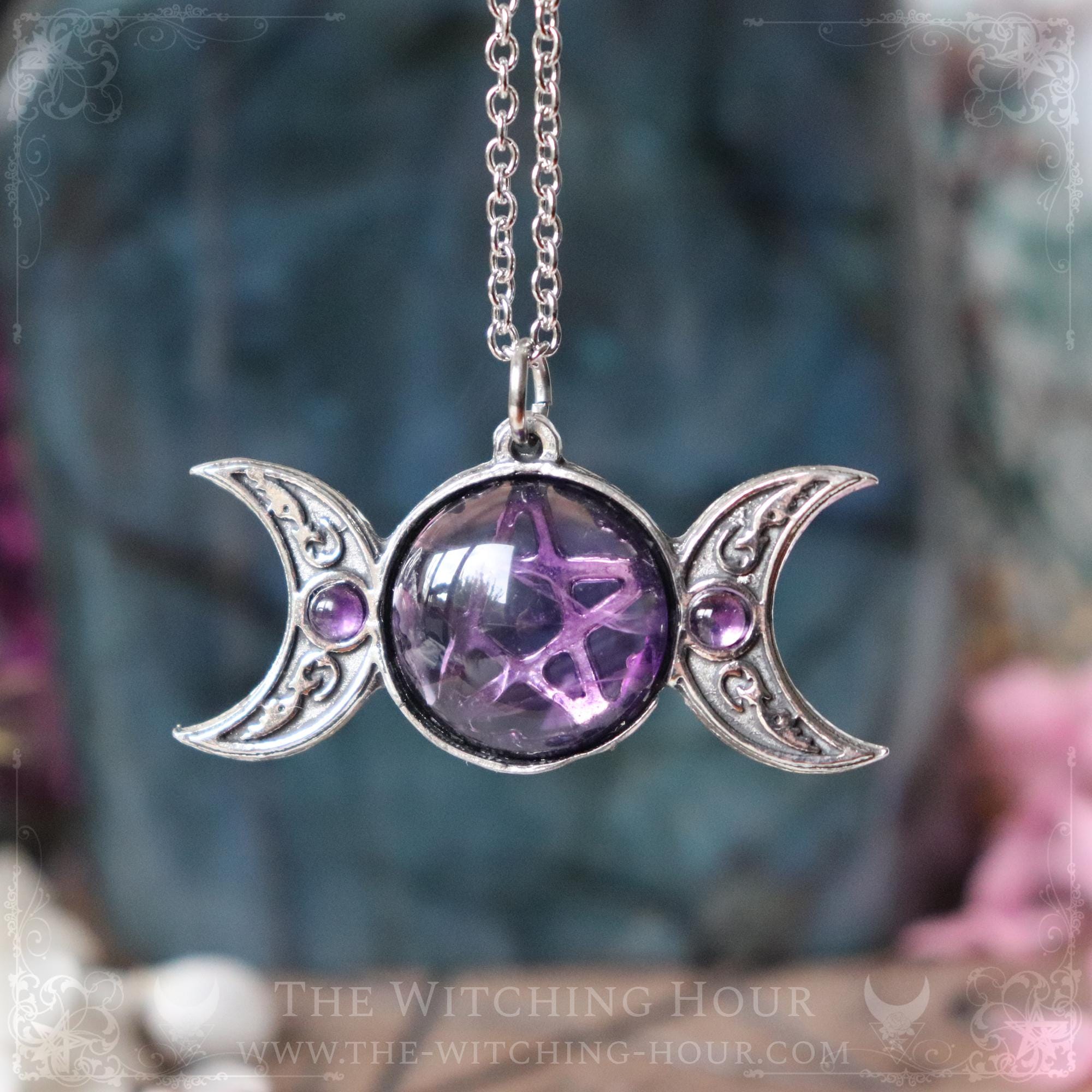 Miraculous Charms Sterlingsilber Ohrringe Halbmond Pentagramm - Nieten Für Wicca & Hexen-Schmuck Dryad Design Halbmond Pentagramm