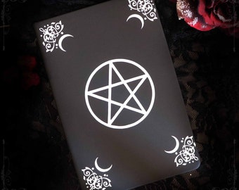 Pentagram notebook for writing, divination or rituals, A5 size book of shadows with lined pages