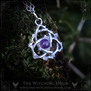 Keltischer Triquetra-Anhänger mit Amethyst, Labradorit oder Regenbogenmondstein, keltische Knotenkette, esoterischer Schmuck