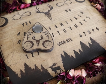 Wooden ouija board Cernunnos inspired by nature, handmade planchette