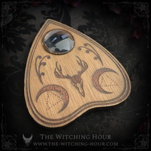 Wooden ouija planchette, engraved with a deer and sacred geometry, planchette for spiritualism, occult decor, witchcraft, esoteric tool