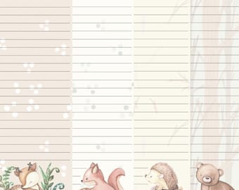 Woodland Animals Writing Paper: A4 Forest Stationery