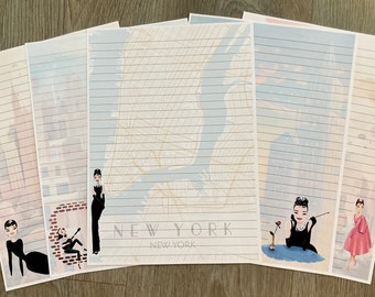 Audrey Hepburn Inspired Paper, A4 Writing Paper, Lined Writing Paper, Writing Paper, Audrey Hepburn, Breakfast at Tiffanys, Pretty Paper