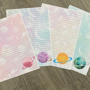 Space Themed Writing Papers, Lined Stationery, Plain Stationery, Writing Set, Space Paper, A4 Writing Paper, Planet Paper, Pretty Paper