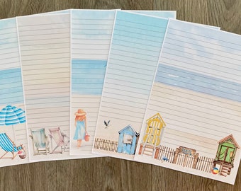 Beach Writing Paper, A4 Writing Paper, Beach Stationery, Lined Writing Paper, Plain Stationery, A5 Writing Paper, Seaside Writing Paper