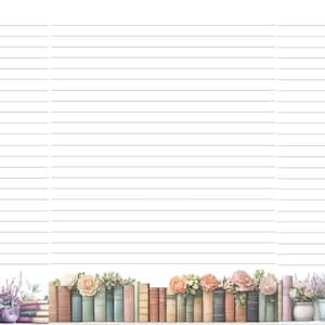 Book Border Writing Paper: A4 Lined Stationery