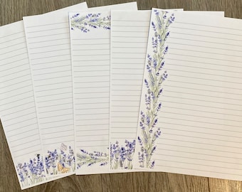 Lavender Writing Paper, Pretty Paper, A4 Writing Paper, Lavender Stationery, Lined Writing Paper, Writing Paper, Flowers, Pretty Paper