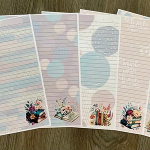 Book Lovers Writing Paper, A4 Writing Paper, Reading Stationery, Book Stationery, Lined Writing Paper, Books and flower, Pretty Paper