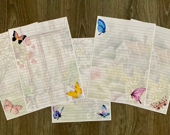 Butterfly Writing Paper, Scenic Paper, A4 Writing Paper, Butterfly Stationery, Lined Writing Paper, Plain Stationery, Pretty Paper