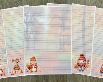 Woodland Animals Writing Paper, A4 Writing Paper, Forest Stationery, Animal Stationery, Lined Writing Paper, Writing Paper, Pretty Paper