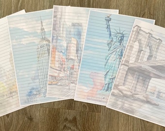 New York Writing Paper, New York Stationery, A4 Paper, Lined Paper, Plain Paper, Writing Paper, Snail Mail, Scenic Paper, Pretty Paper