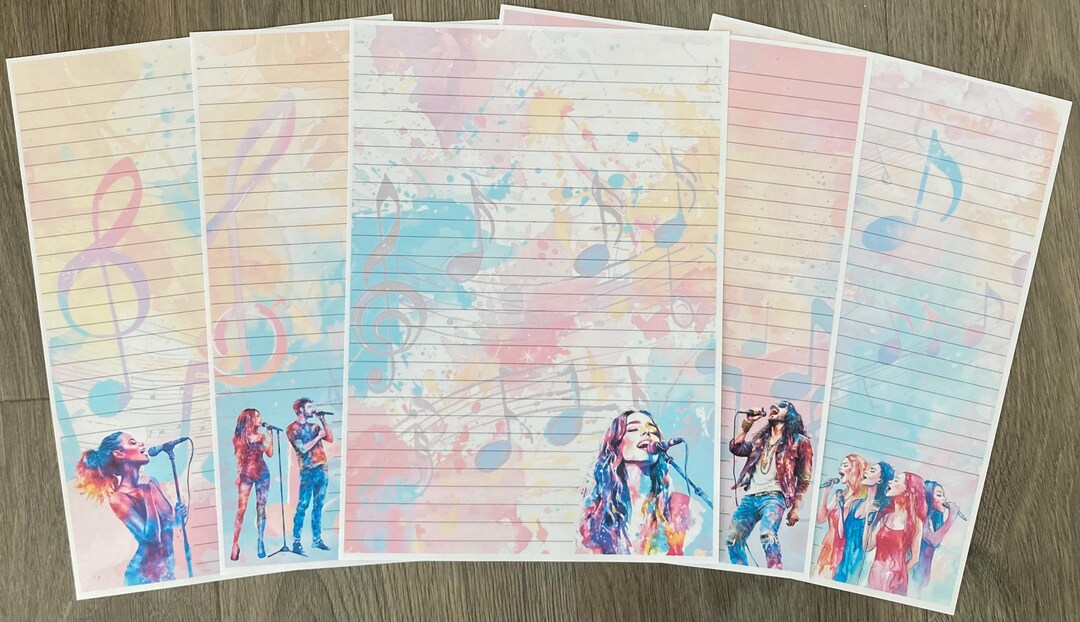 Singer Design Paper Rainbow Singer Writing Paper, A4 Writing Paper, Singer Stationery ...
