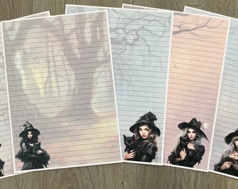 Witch Writing Paper, A4 Writing Paper, Lined Writing Paper, Plain Stationery, Writing Paper, Spooky Paper, Halloween Paper