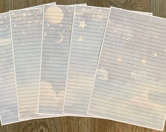 Moon and Stars Writing Paper, A4 Writing Paper, Moon Stationery, Lined Writing Paper, Plain Stationery, Writing Paper, Pretty Paper