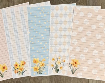 Daffodil Writing Paper, A4 Writing Paper, Floral Stationery, Lined Writing Paper, Plain Stationery, Writing Paper, Pretty Paper, Spring