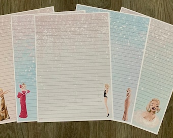 Marilyn Monroe Inspired Paper, A4 Writing Paper, Lined Writing Paper, Plain Stationery, Writing Paper, Marilyn Monroe, A5 Writing Paper