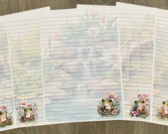 Frog Writing Paper, A4 Writing Paper, Frog Stationery, Lined Writing Paper, Plain Stationery, Writing Paper, Frog Lover, Pretty Paper