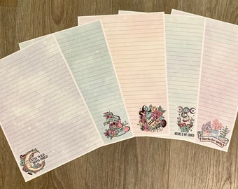 Witchy Writing Paper, A4 Writing Paper, Witch Stationery, Lined Writing Paper, Plain Stationery, Snail Mail, Writing Paper, Pretty Paper