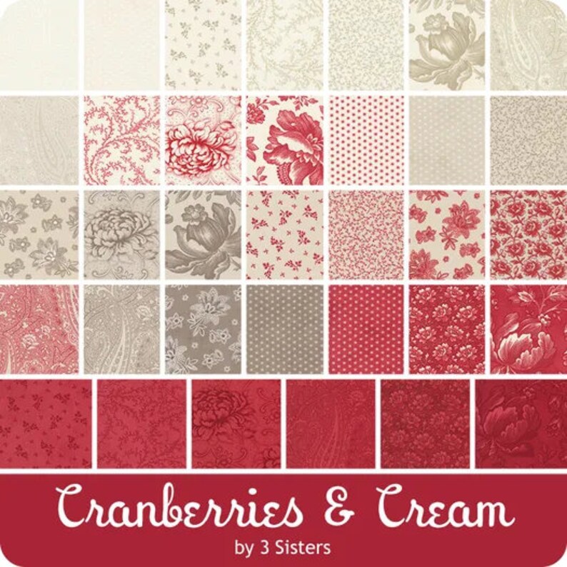 Cranberries Cream 34 Piece Fat Quarter Bundle by Three Sisters Etsy