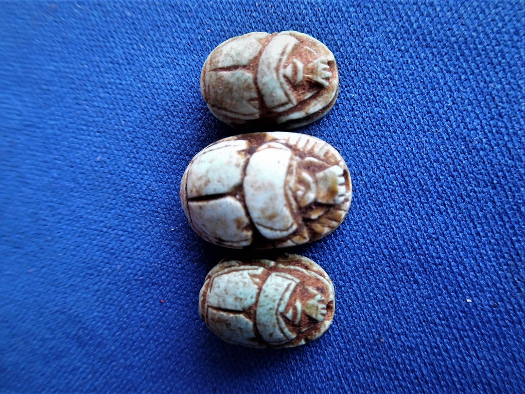 EGYPTIAN SCARABS Genuine Antique Collectible 4 Making Earrings Etsy
