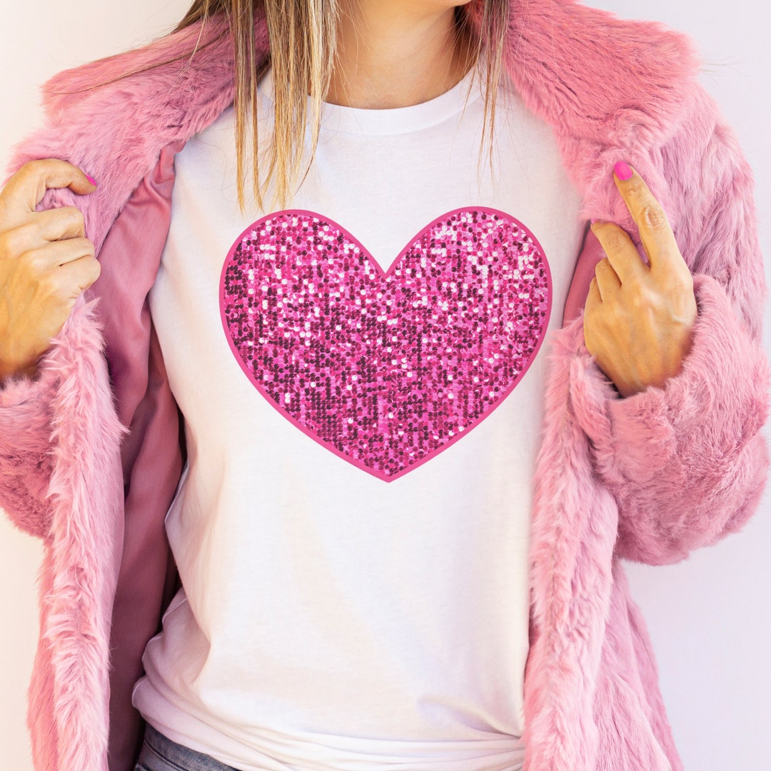 Pink Glitter Heart Tshirt Valentine Tshirt Cupids Arrow Tee Love